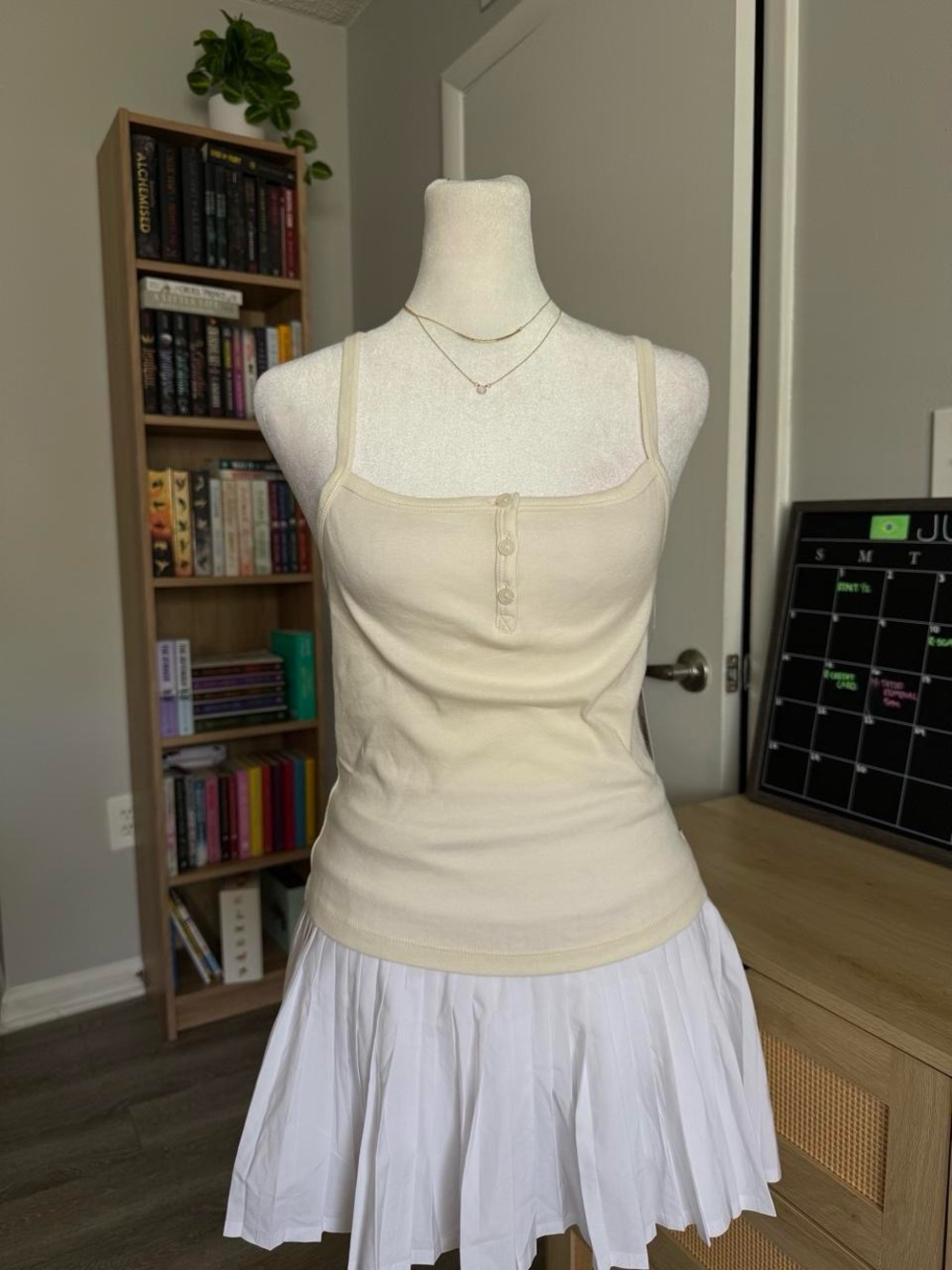 victoria's secret PINK cream cami top with button details